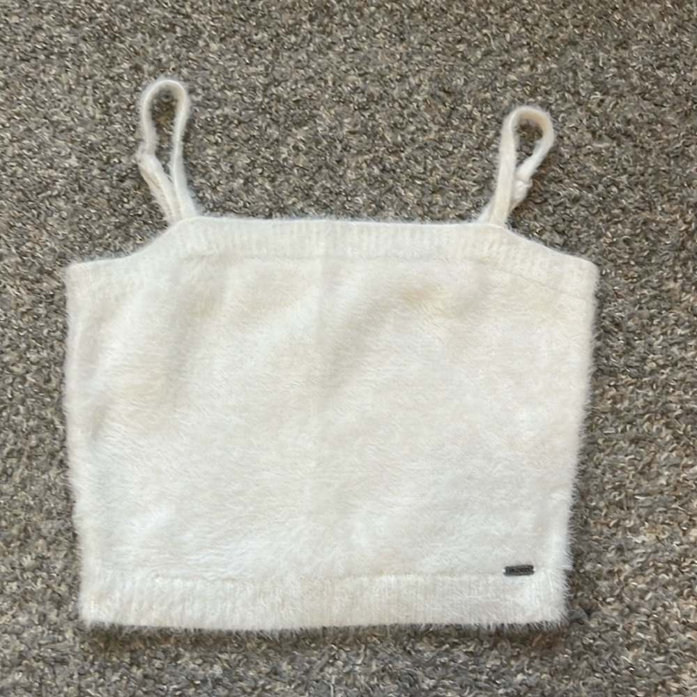 Hollister cream fuzzy crop tank